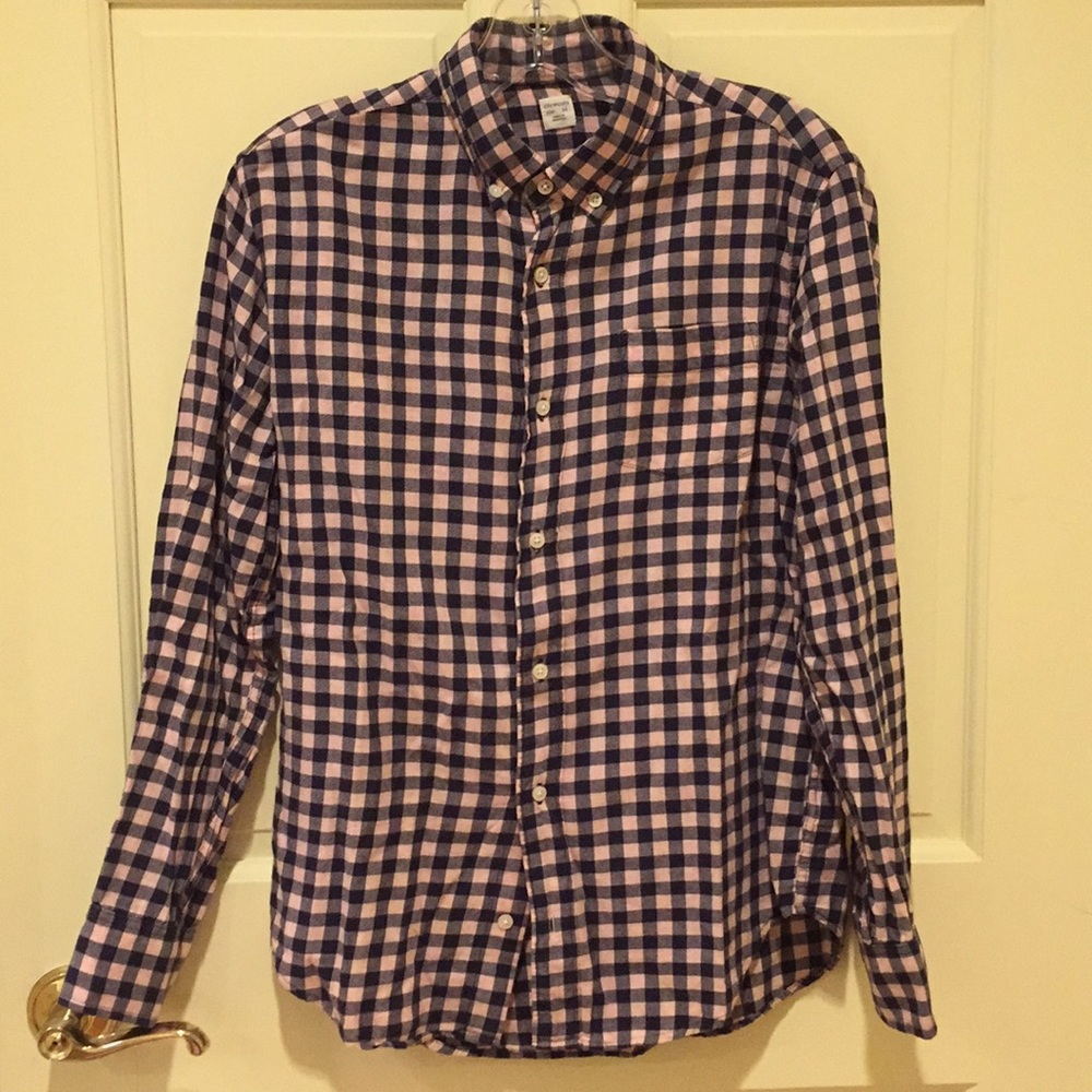J Crew Crewcuts Boys Pink and Navy Button Down